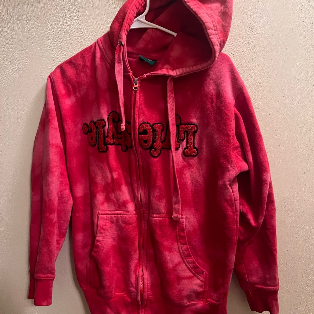 Tie-Dye Pink Zip-Up Hoodie Jacket - Unbranded